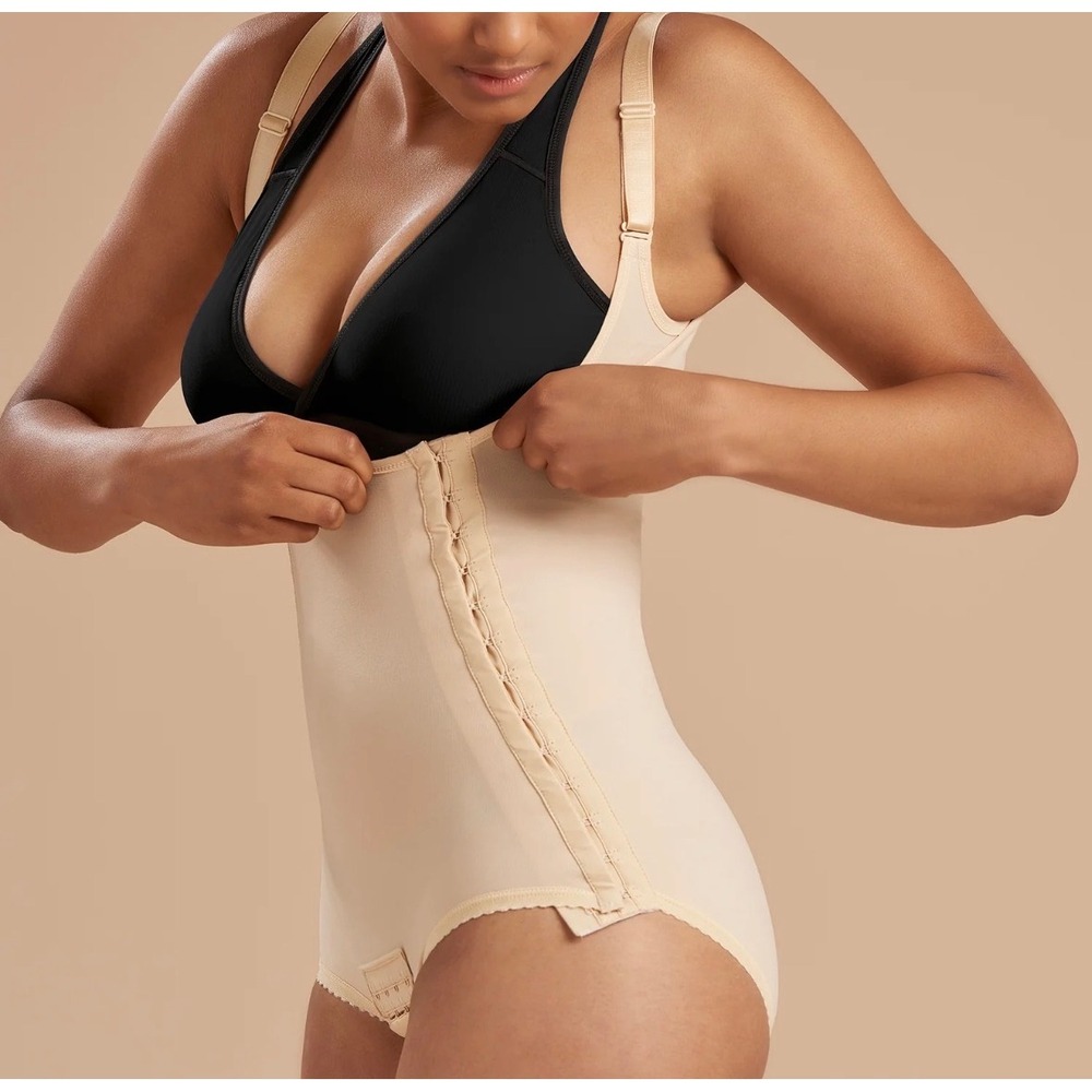 Marena Recovery SFBHA Girdle High Back Bikini Compression Bodysuit Beige XS